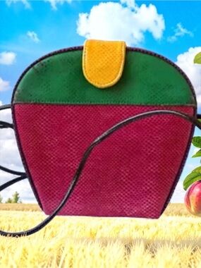 Ande Vintage Handbag Case Shoulder Bag MultiColor Reptile Print